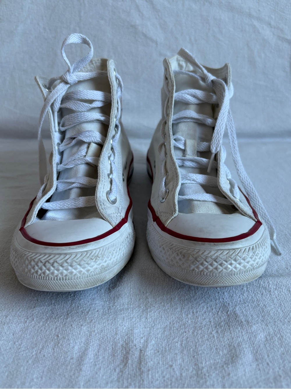Converse chuck Taylor All Star White High-Top Sneakers with Red & Blue Stripe - Picture 8 of 15
